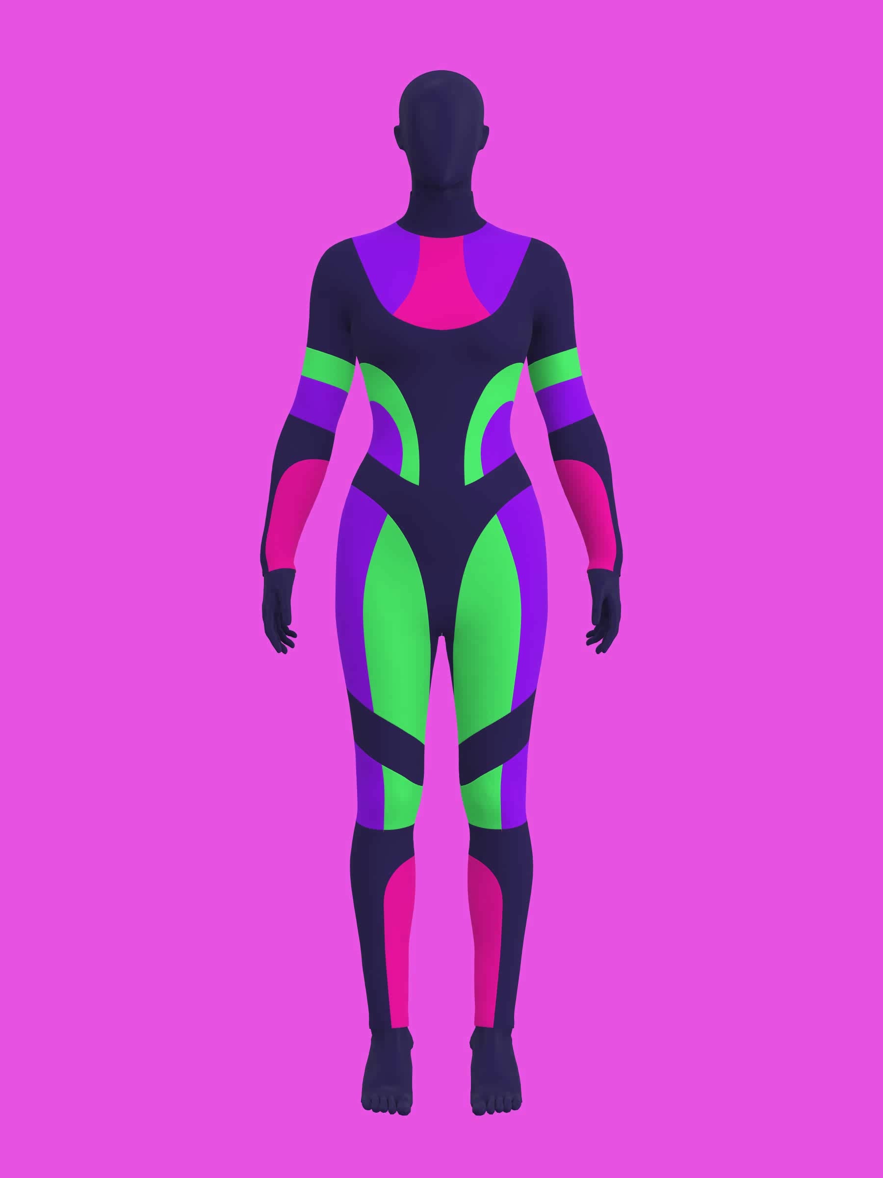 Paneled Catsuit Bodysuit Sewing Pattern For Drag Queens Costume by Katkow Stretch Garment Pose