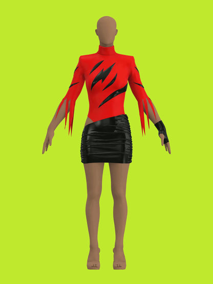 Slasher Leotard & Skirt Set (XS-XL) Drag Queen Halloween Costume Sewing Pattern Video