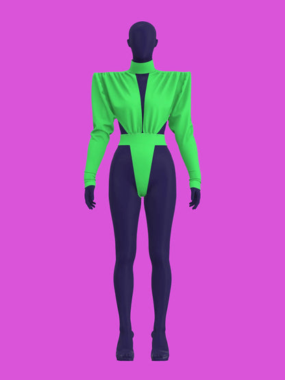 80s Shoulder Pad Leotard Sewing Pattern For Drag Queens Bodysuit Sexy Stretch Dancewear Festival Stripper Rave Costume 