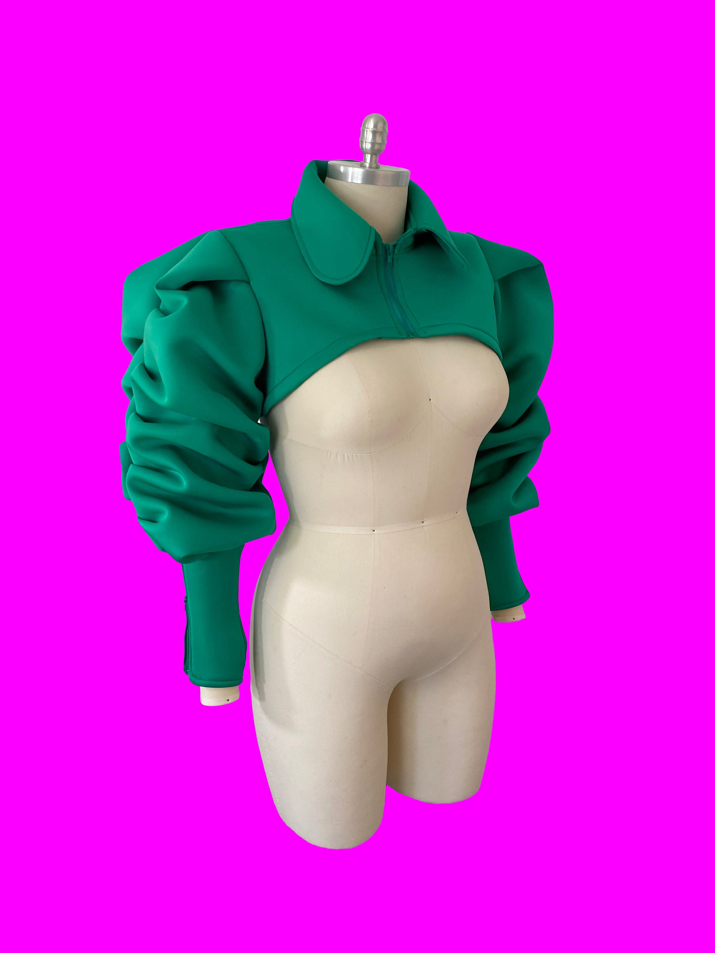 Ruched Sleeve Shrug Sewing Pattern For Drag Queens by Katkow oversized ruffle wrinkle sleeve pattern top accessory dressform side