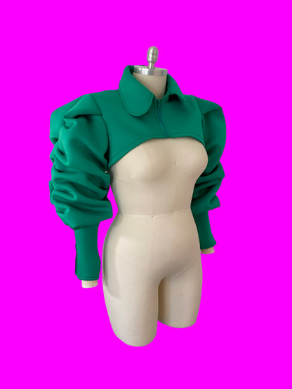 Ruched Sleeve Shrug Sewing Pattern For Drag Queens by Katkow oversized ruffle wrinkle sleeve pattern top accessory dressform side