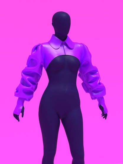 Ruched Sleeve Shrug Sewing Pattern For Drag Queens by Katkow oversized ruffle wrinkle sleeve pattern top accessory purple