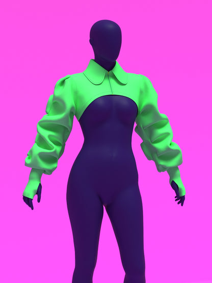 Ruched Sleeve Shrug Sewing Pattern For Drag Queens by Katkow oversized ruffle wrinkle sleeve pattern top accessory front