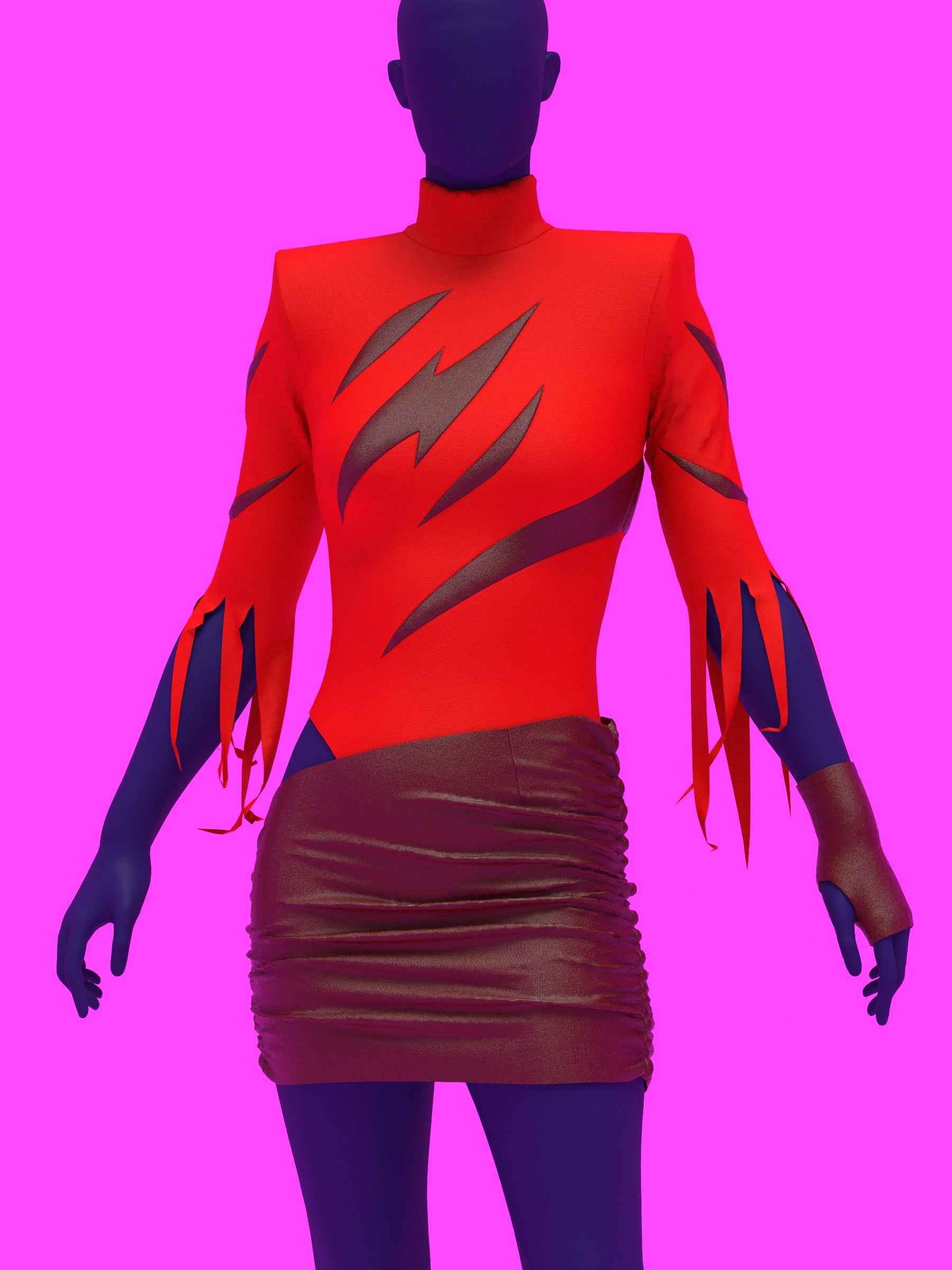 Slasher Leotard & Skirt Set (XS-XL) Drag Queen Halloween Costume Sewing Pattern Pose Thumb