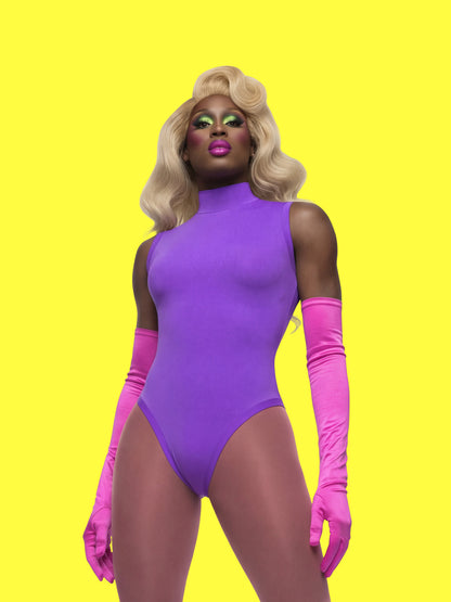 Sleeveless Leotard Sewing Pattern For Drag Queens and Women's Cosplay Stretch Easy Beginner Sewing Dancewear Unitard Bodysuit by Katkow model front low