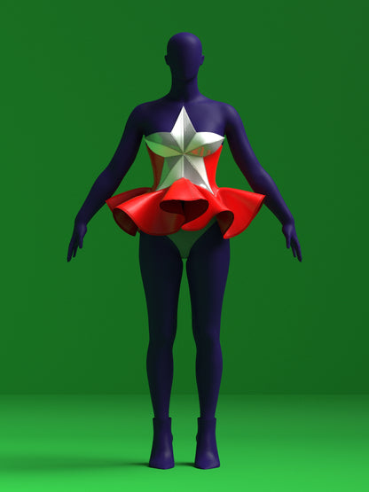 Star Corset Peplum and Thong (Set) Sewing Pattern for Drag Queens Holiday Christmas Costume Outfit Camp by Katkow Festive Front