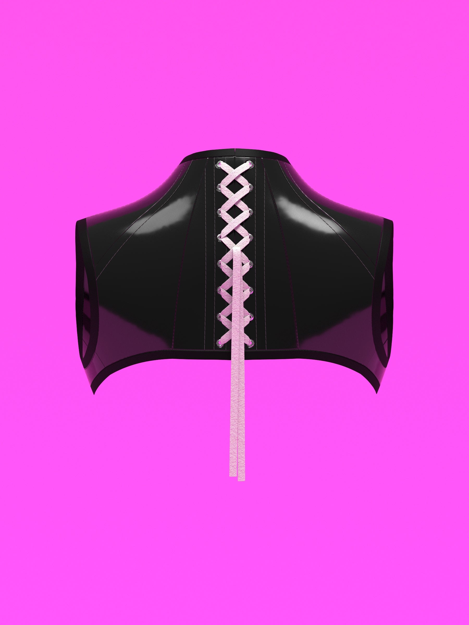 Sweetheart Harness Corset Sewing Pattern for drag queens fetish goth alternative valentines day halloween costume outfit leather by katkow back black