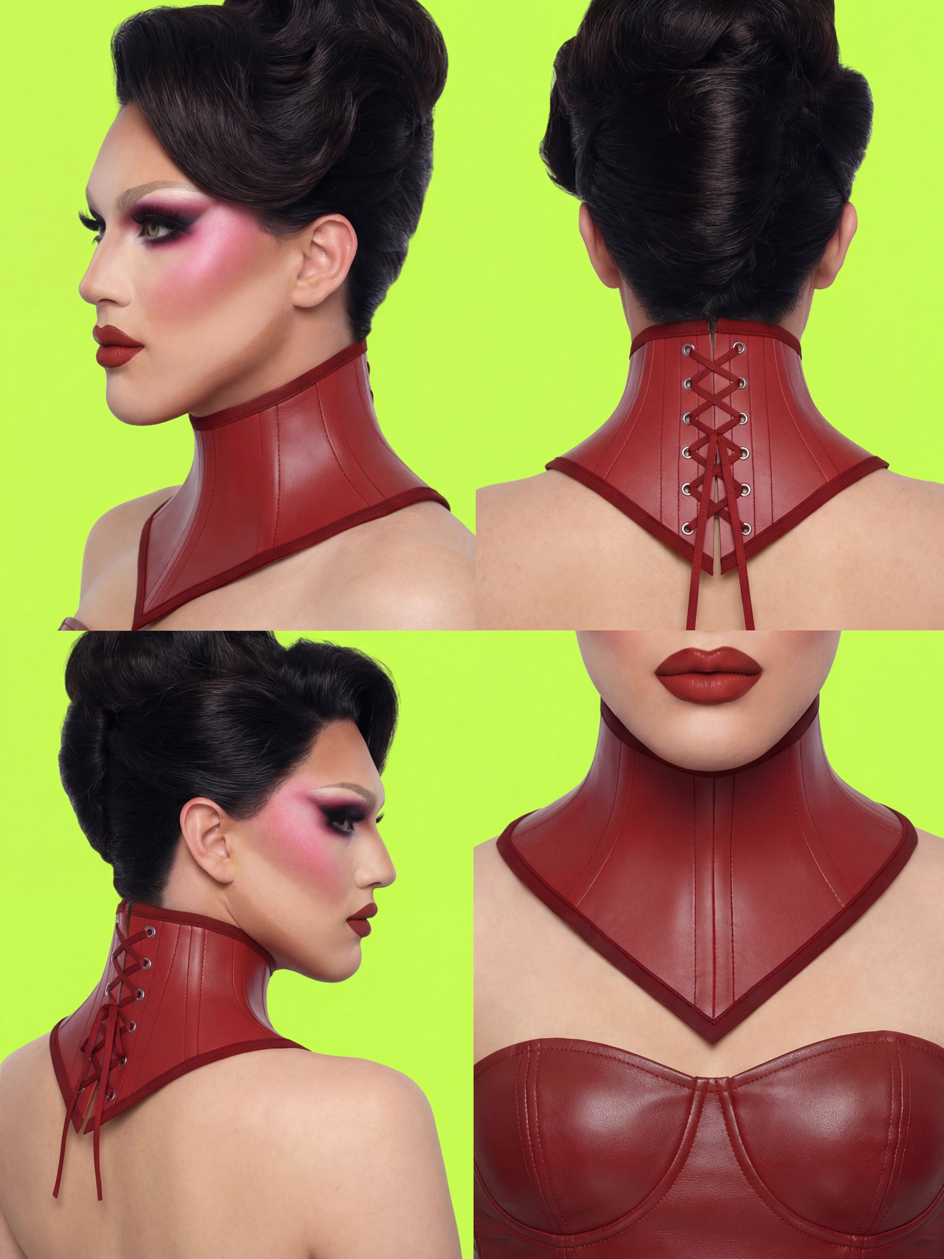 V-Cut Pointed Neck Corset Sewing Pattern for Drag Queens Cosplay Accessory Alternative Goth Costume by Katkow 4 images