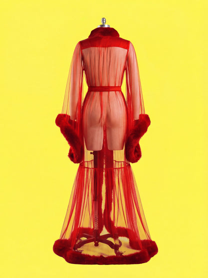 Vintage Robe Reveal Sewing Pattern for Drag Queens Hollywood Glamour Gathered Fur Trim by Katkow Reveal Coat Jacket Oversize Back