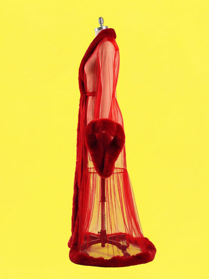 Vintage Robe Reveal Sewing Pattern for Drag Queens Hollywood Glamour Gathered Fur Trim by Katkow Reveal Coat Jacket Oversize Side