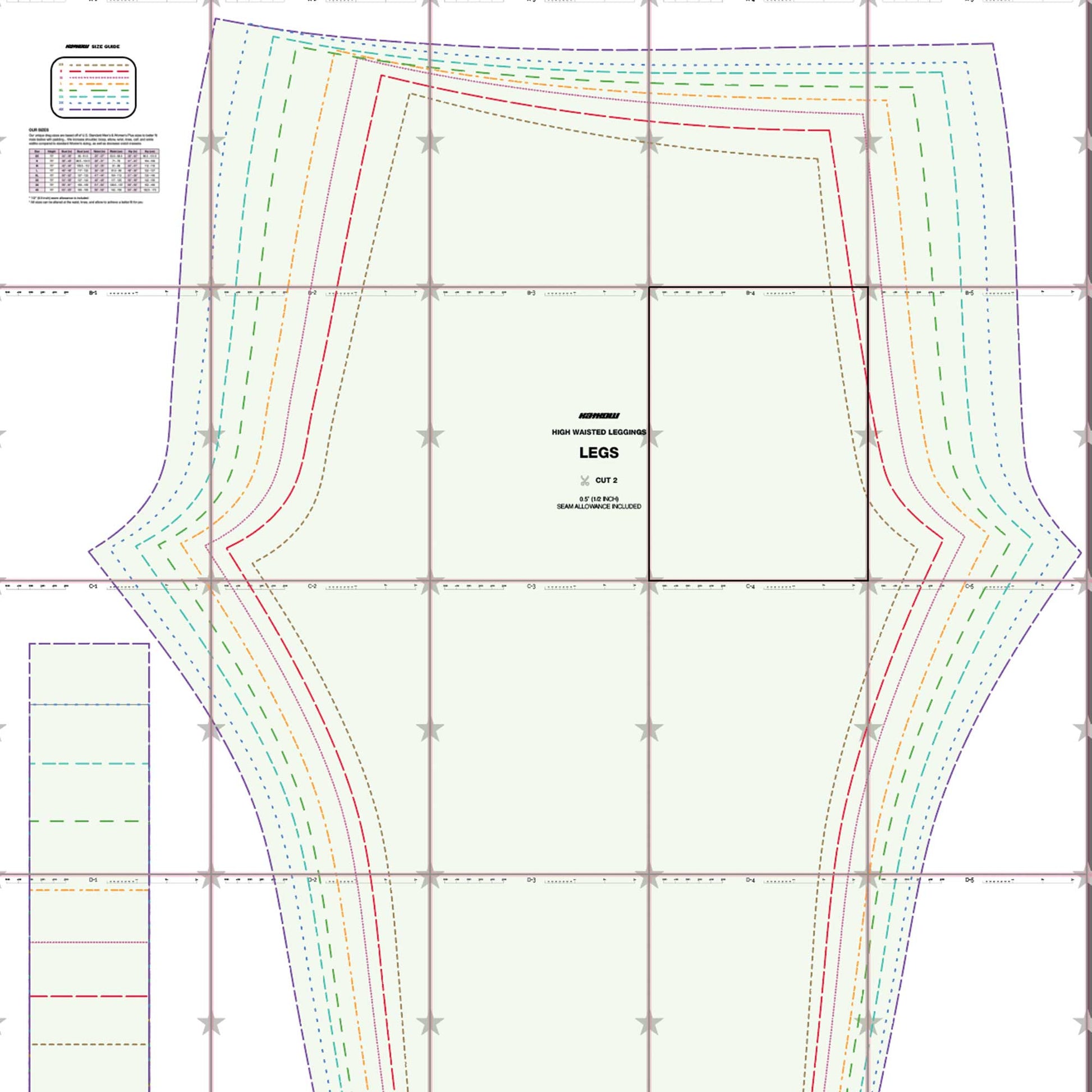 PATTERN Women's Leggings, Sewing Pattern, Digital, Pattern PDF, Pack Size  XS 2XL, Instant Download 