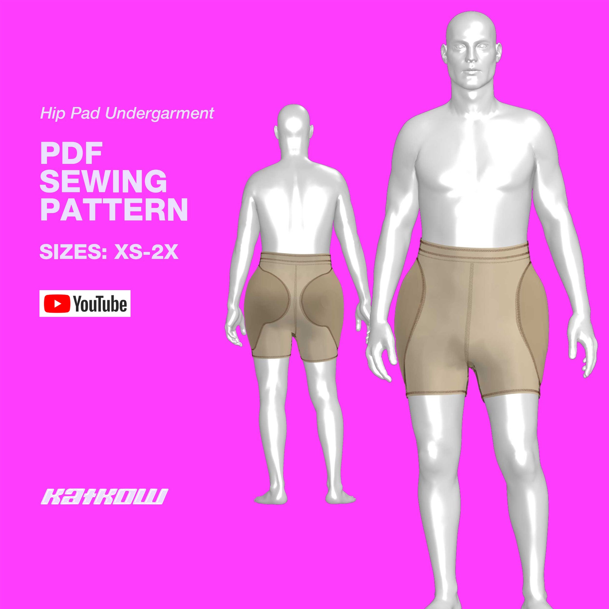 Hip Pads Undergarment Sewing Pattern (Sizes XS-2X) PDF – Katkow