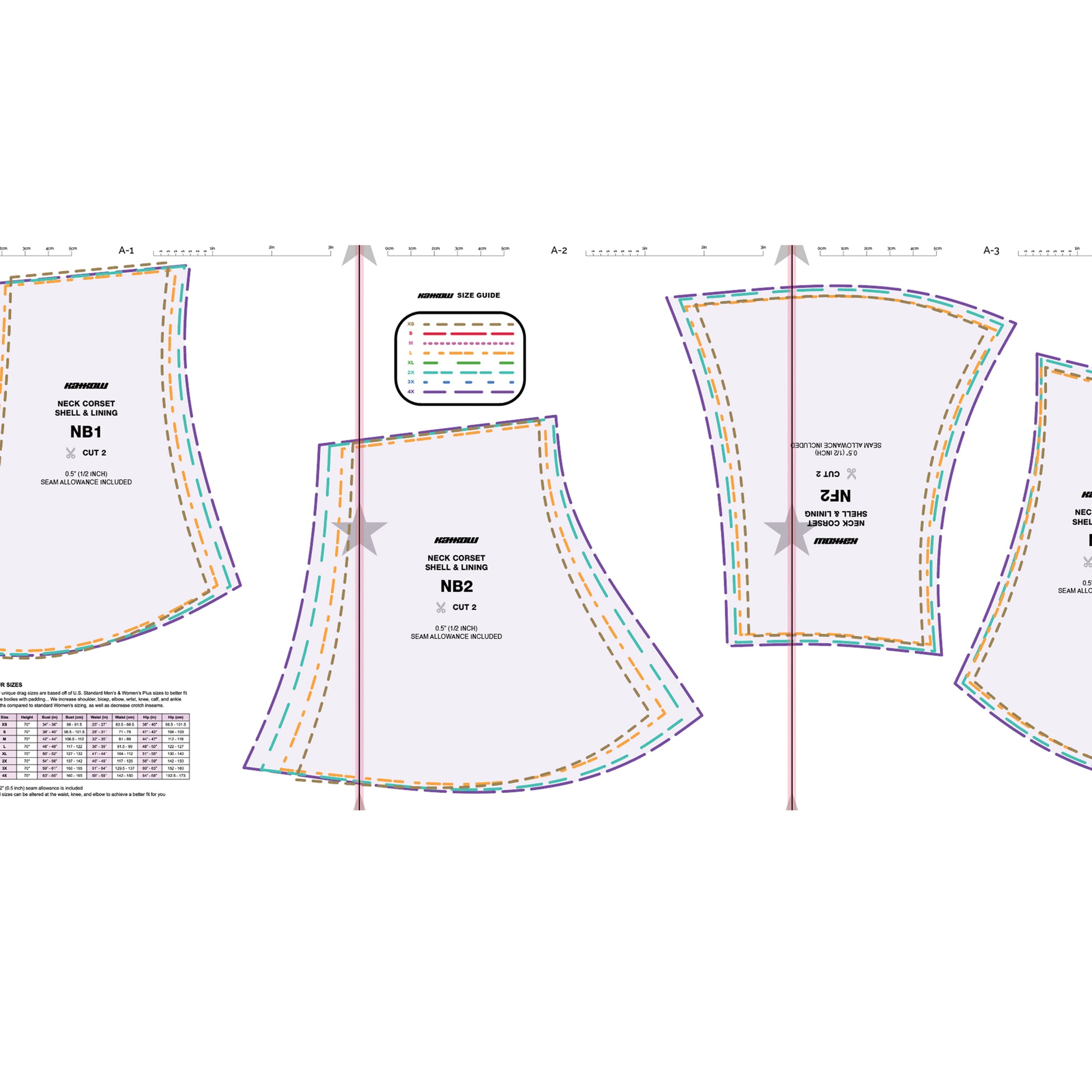 katkow drag queen neck corset sewing pattern layout