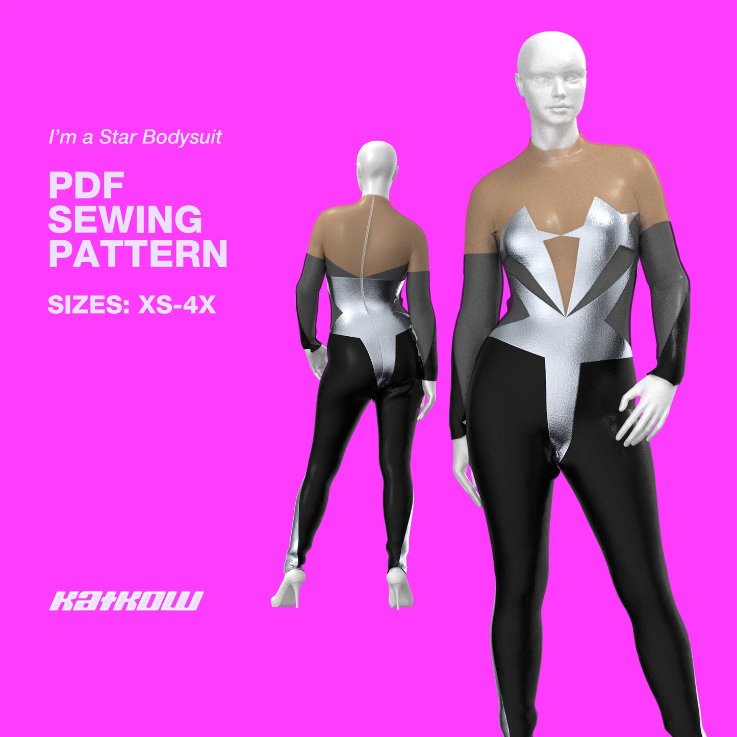 Star Catsuit Bodysuit Sewing Pattern (Sizes XS-4X) – Katkow