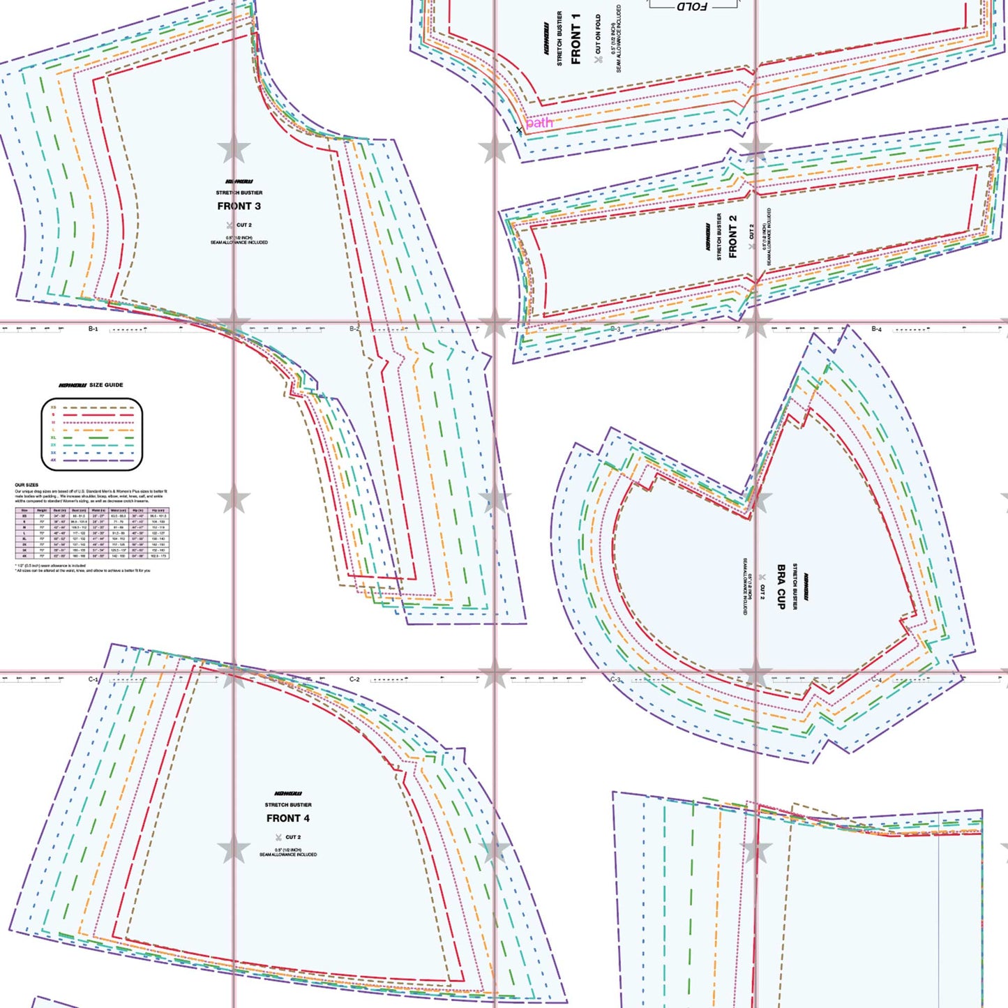 katkow stretch bustier corset sewing pattern drag queen layout