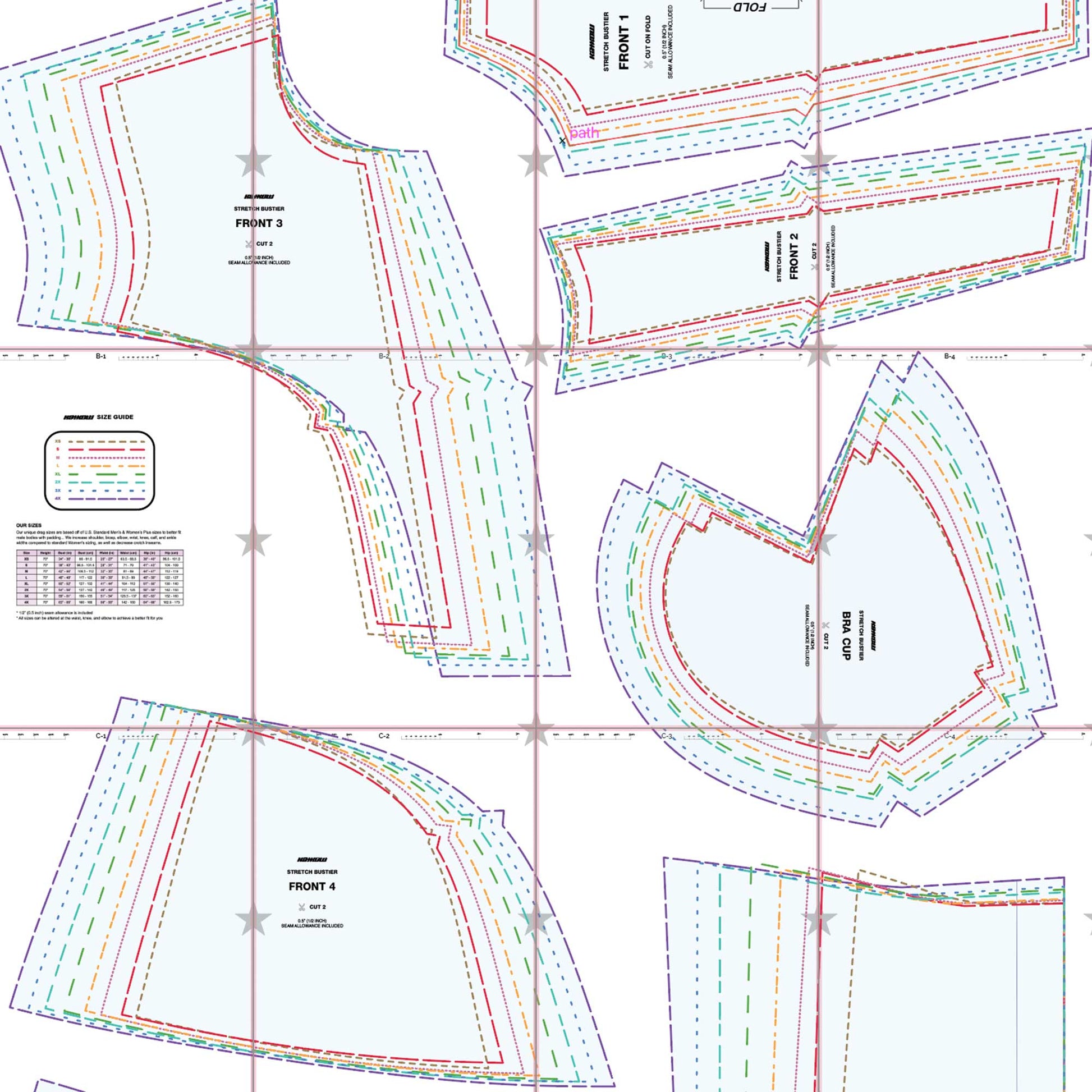 Stretch Bustier Corset Sewing Pattern (Sizes XS-4X) – Katkow